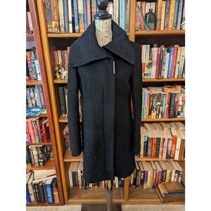 Vintage Toy G Women’s U.S. 8 Black Wool Blend Overcoat Jacket Collared